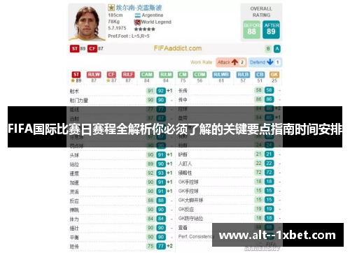 FIFA国际比赛日赛程全解析你必须了解的关键要点指南时间安排